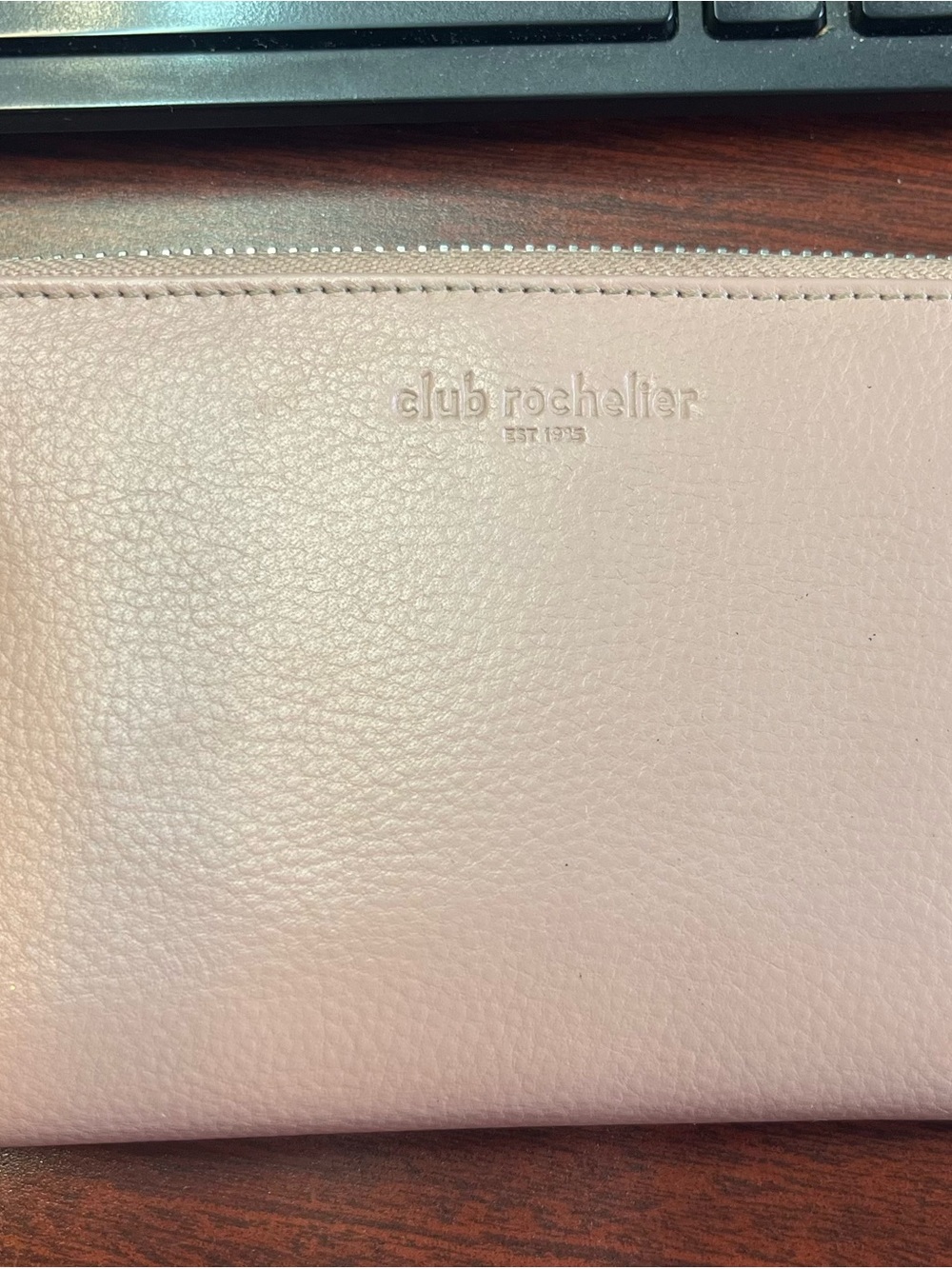 Club Rochelier Blush Pink Leather Wristlet
